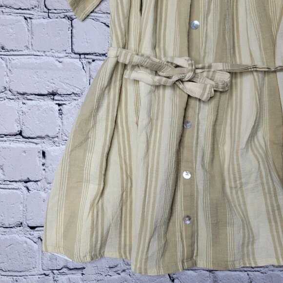 Faithfull The Brand 100% Cotton Sunshine Yellow White Stripe Off Shoulder Size 2 - Picture 5 of 11